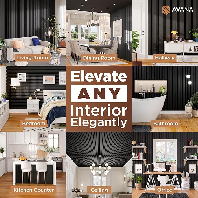Avana Acoustic Wood Wall Panels – 94.4 x 12.6 Inch Black Oak Acoustic Panels 4 - Image 3