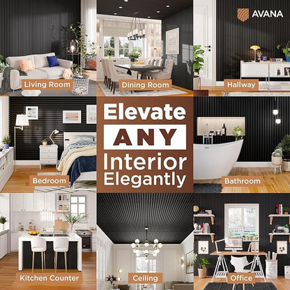 Avana Modern Acoustic Wood Wall Panels – 94.4 X 12.6 Inch Black Oak Acoustic - Image 3