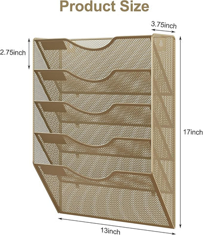 EasyPAG 5 Pocket Mesh Wall File Organizer, Hanging Paper Folder Holder - Image 6