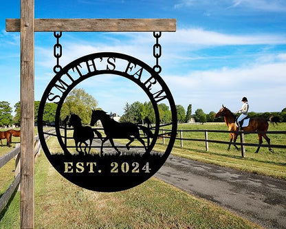 Personalized Horse Ranch Metal Sign Custom Farm Metal Wall Art Horse Name Sign - Image 4