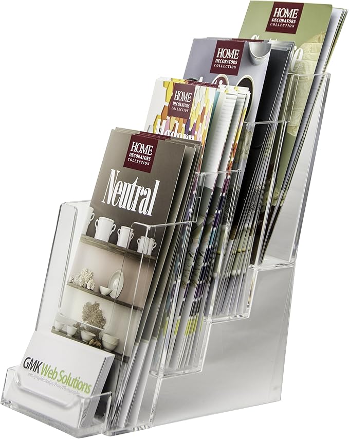 Clear-Ad - LHF-P104 - Acrylic Slant Back 4 Tier Trifold Brochure Display w/ - Image 3