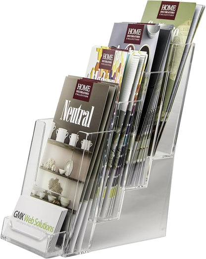 Clear-Ad - LHF-P104 - Acrylic Slant Back 4 Tier Trifold Brochure Display w/ - Image 3