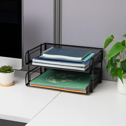 Mind Reader Stackable Paper Tray, Desktop Organizer, File Storage, Metal Mesh - Image 6