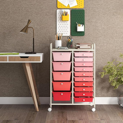 GOFLAME 15-Drawer Rolling Storage Cart, Craft Storage Cart - Image 2