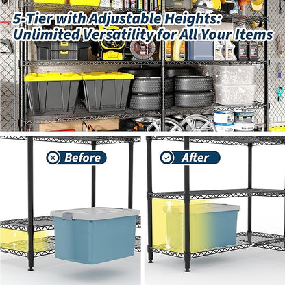 MilleLoom 5-Tier Storage Shelves, H-Shaped/L-shaped Shelf - Image 7