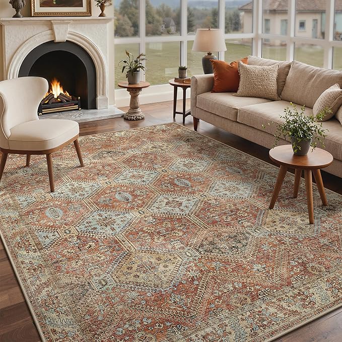 GENIMO 9x12 Area Rugs for Living Room, Machine Washable Non Slip Rugs, Low Pile - Image 2