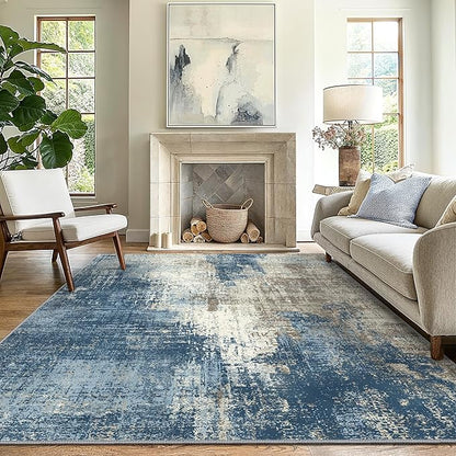 GENIMO Washable Area Rugs for Living Room, 9x12 Modern Non Slip Rugs, Low Pile by GENIMO