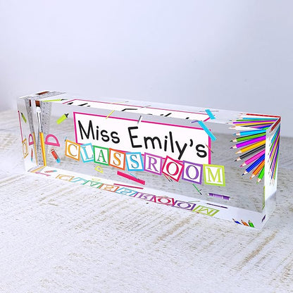 Artblox Acrylic Name Plate, Personalized Teacher Desk Sign, Modern Signage - Image 2