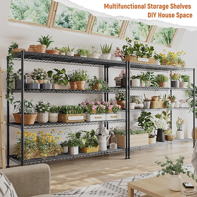 REIBII Storage Shelves 45.3''W Wire Shelving Unit 4 Tier Metal Shelves - Image 7