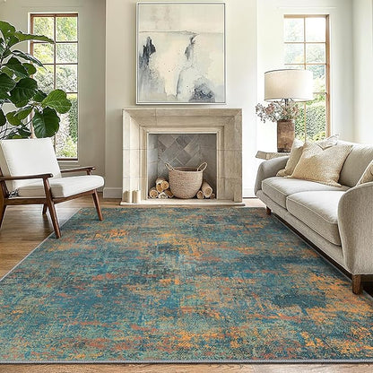 GENIMO Washable Area Rugs for Living Room, 10x14 Vintage Non Slip Rugs by GENIMO