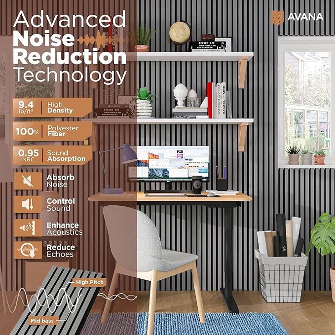 Avana Modern Acoustic Wood Wall Panels – 94.4 X 12.59 Inch Gray Oak Acoustic - Image 5