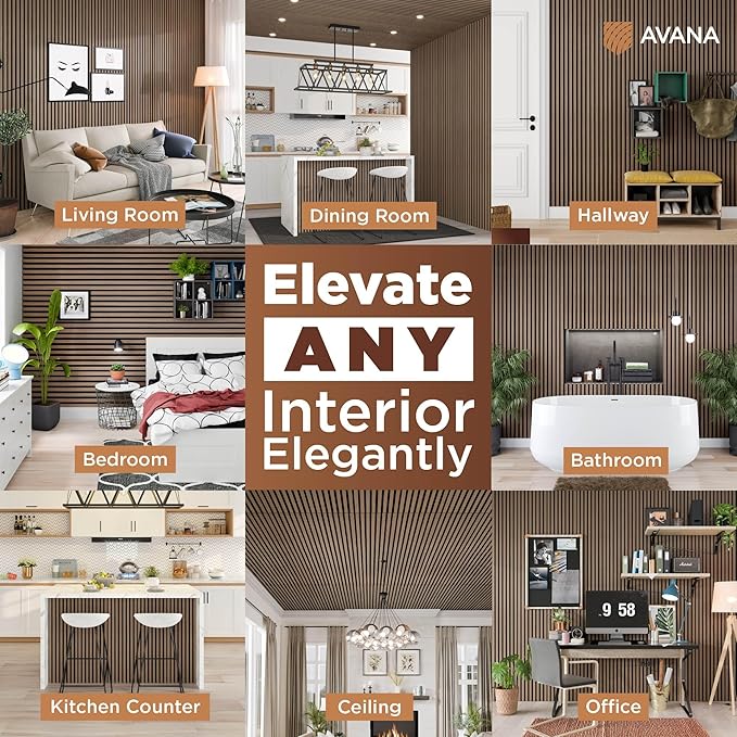 Avana Acoustic Wood Wall Panels – 94.4 x 12.6 Inch Smoke Walnut Acoustic Panels - Image 3