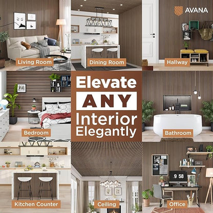 Avana Acoustic Wood Wall Panels – 94.4 x 12.6 Inch Smoke Walnut Acoustic Panels - Image 3