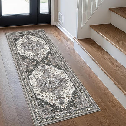 GENIMO 2X12 Hallway Runner Rug, Machine Washable Non Slip Vintage Floral - Image 2