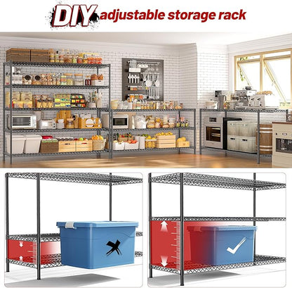 REIBII 55.5" W Storage Shelves 3200LBS Wire Shelving Unit 5 Tier Metal Shelving - Image 7
