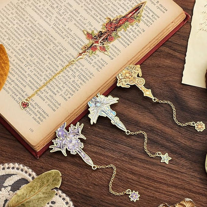 4Pcs Fantasy Sword Bookmarks for Books Journals Planners, Cool Forth Wing Metal - Image 5