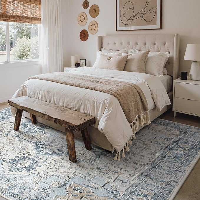 GENIMO 9x12 Area Rugs for Living Room, Machine Washable Non Slip Vintage Rugs - Image 10