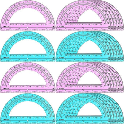 EBOOT 24 Pack Plastic Protractors Math Protractor 180 Degrees 6 Inch by eBoot