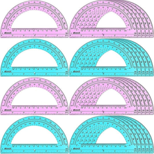 EBOOT 24 Pack Plastic Protractors Math Protractor 180 Degrees 6 Inch by eBoot