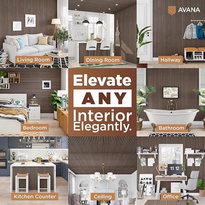 Avana Modern Acoustic Wood Wall Panels – 94.4 x 12.6 Inch Walnut Acoustic - Image 3