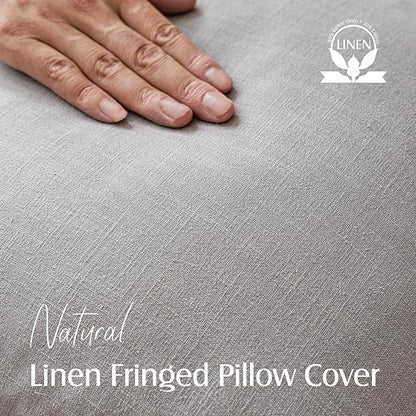 Foindtower Set of 2 Decorative Linen Fringe Lumbar Throw Pillow Covers - Image 2