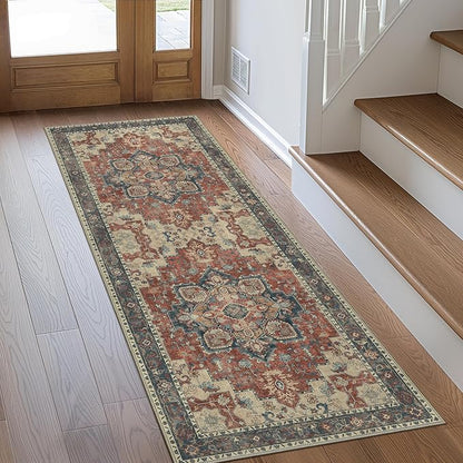 GENIMO 2'6''x10 Runner Rugs for Hallway, Machine Washable Non Slip Vintage Rugs by GENIMO