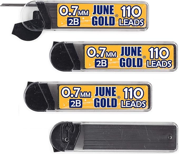 June Gold 440 Pieces, 0.7 mm 2B Lead Refills, 110 Pieces Per Dispenser by JuneGold