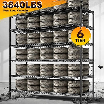 REIBII 83" H Storage Shelves 3840LBS Metal Shelving Unit 6 Tier Wire Shelving - Image 4