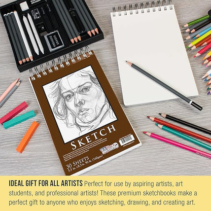 U.S. Art Supply 5.5”x8.5 Premium Heavy-Weight Paper Spiral Bound Sketch Book: - Image 6