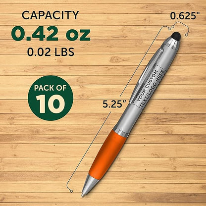DISCOUNT PROMOS Custom Stylus Ballpoint Pens Set of 10, Personalized Bulk Pack - Image 5
