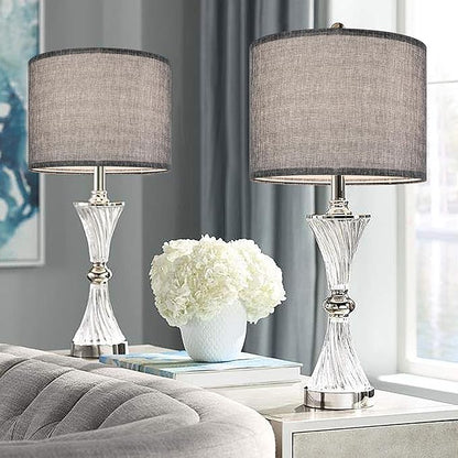 Gray Drum Lamp Shades Set of 2 Medium 13" Top x 13" Bottom x 10" High - Image 6