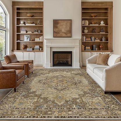 GENIMO 6x9 Area Rugs for Living Room, Machine Washable Non Slip Vintage Rugs by GENIMO