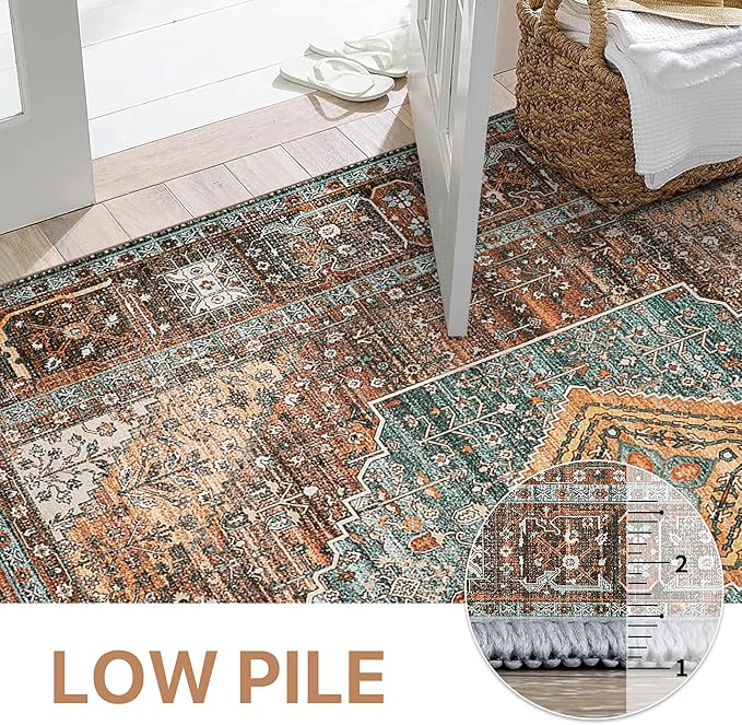 GENIMO 4x6 Area Rugs for Living Room, Machine Washable Rug, Non Slip Vintage - Image 6