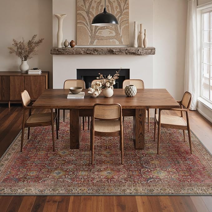 GENIMO 9x12 Area Rugs for Living Room, Machine Washable Non Slip Vintage Rugs - Image 4