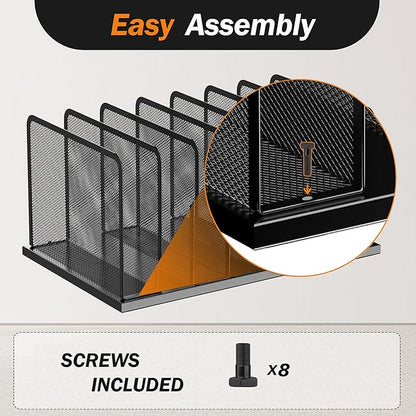 Kuntine.B Desk File Organizer 7 Upright Mesh Desktop Organizer File Sorter - Image 3