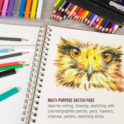 U.S. Art Supply 8"x10" Sketch Book Pad, 2 Pack, 60lb Spiral Bound - Image 5