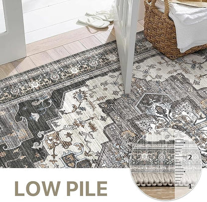 GENIMO 2X12 Hallway Runner Rug, Machine Washable Non Slip Vintage Floral - Image 4