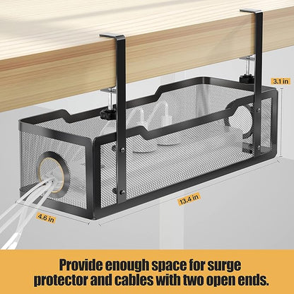 Under Desk Cable Management Tray Black, Cinati Wire Organizers No Drill - Image 6
