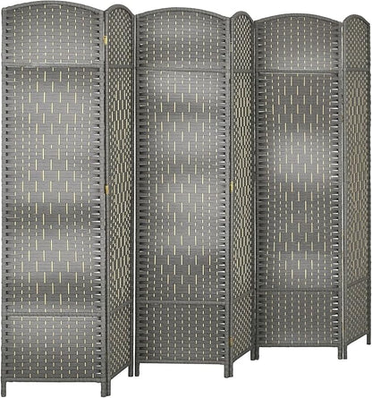 HOMCOM 6 Panel Room Divider, Hand-Woven Freestanding Wall Partition by HOMCOM