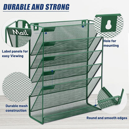 EASEPRES Desk File Organizer Mesh 6-Tier, Hanging Wall Mount Document - Image 4
