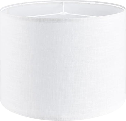 White Linen lampshades Large Drum Lamp Shade 16" Top x 16" Bottom x 12" High by GOSO