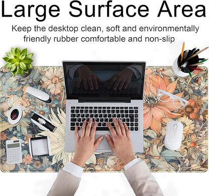 Retro Japanese Floral Mouse Pad Boho Desk Mat Aesthetic Flower Desk Matt - Image 4