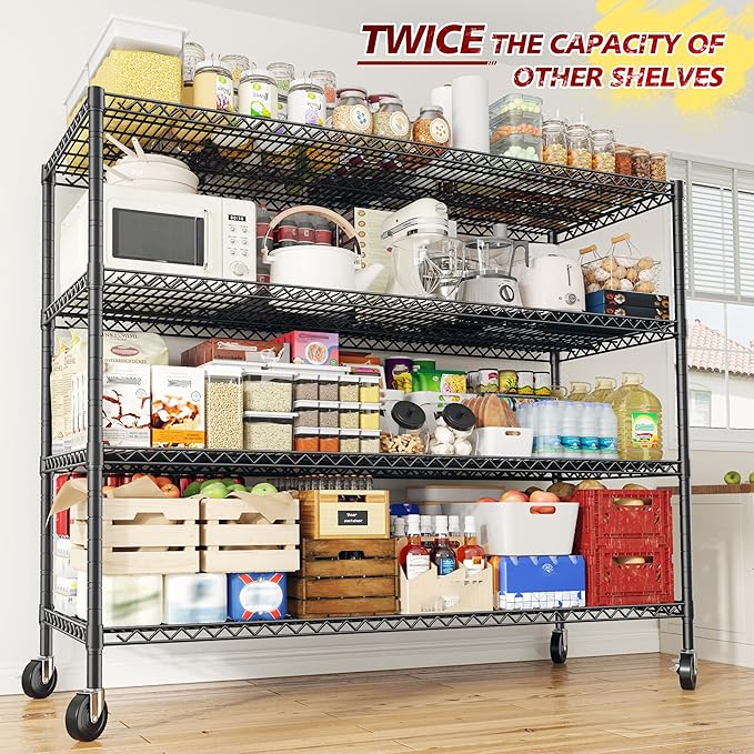 REIBII Set of 2 Storage Shelves Metal Shelving - Image 5