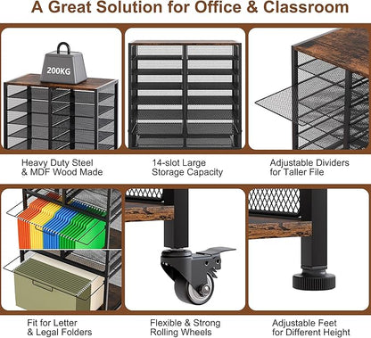 EasyPAG Rolling File Cart with 14 Slot Mail Organizer, Under Desk Storage with - Image 4
