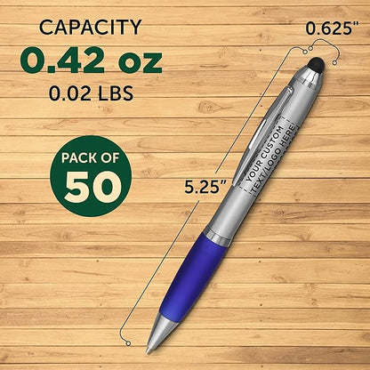 DISCOUNT PROMOS Custom Stylus Ballpoint Pens Set of 50, Personalized Bulk Pack - Image 5