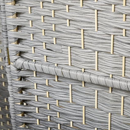 HOMCOM 4 Panel Room Divider, Hand-Woven Freestanding Wood Partition - Image 6