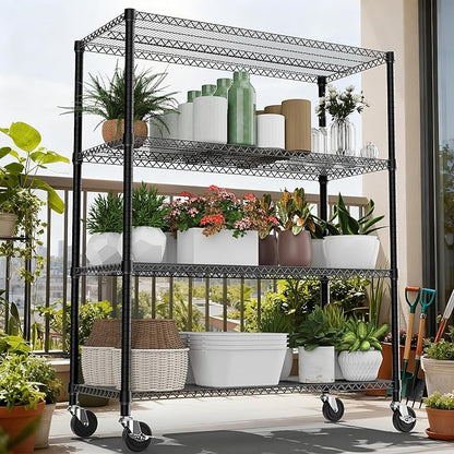 M MZG 4 Tiers Shelf 2640 lbs Steel Storage Shelving Utility Shelving Unit Steel - Image 2