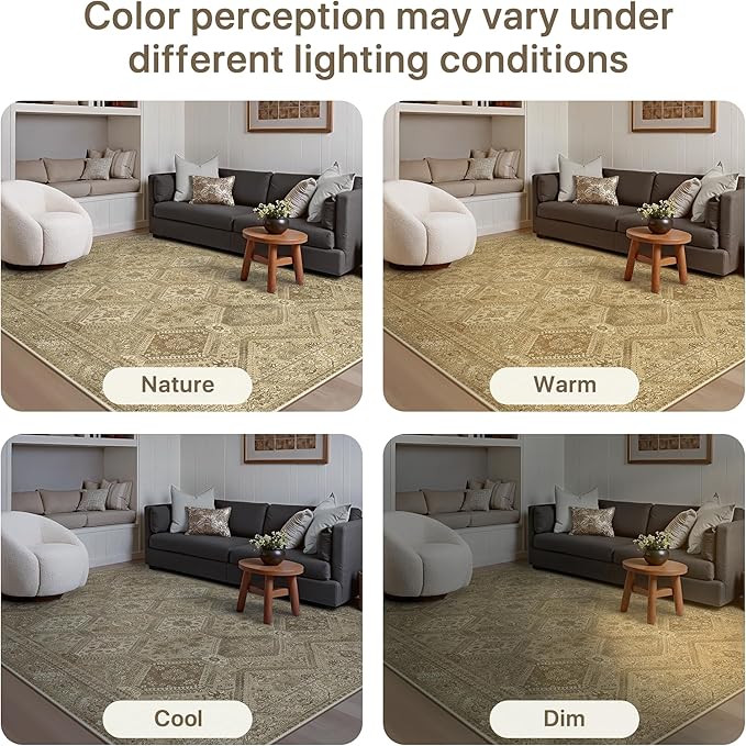 GENIMO 5x7 Area Rugs for Living Room, Machine Washable Non Slip Vintage Rugs - Image 8