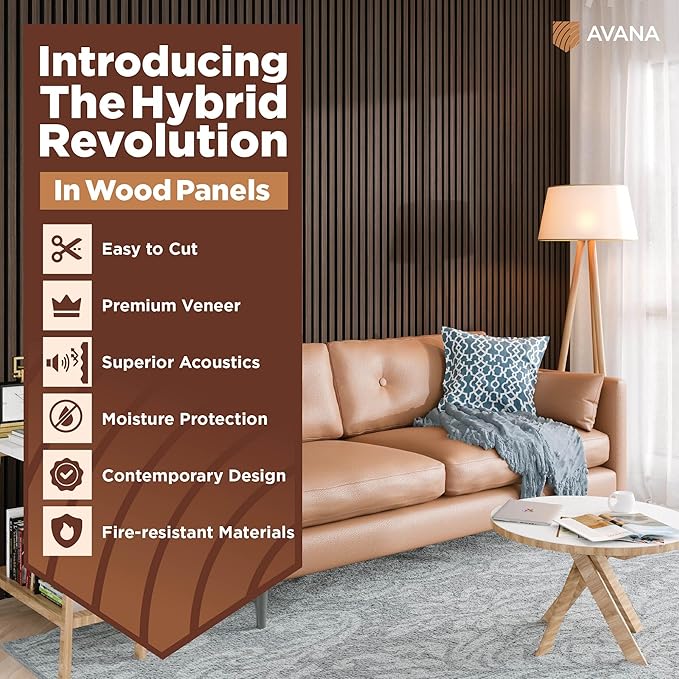 Avana Acoustic Wood Wall Panels – 94.4 x 12.6 Inch Dark Walnut Acoustic Panels - Image 2