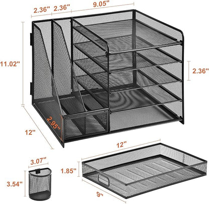 Marbrasse Desk Organizer with File Holder, 5-Tier Paper Letter Tray Organizer - Image 6